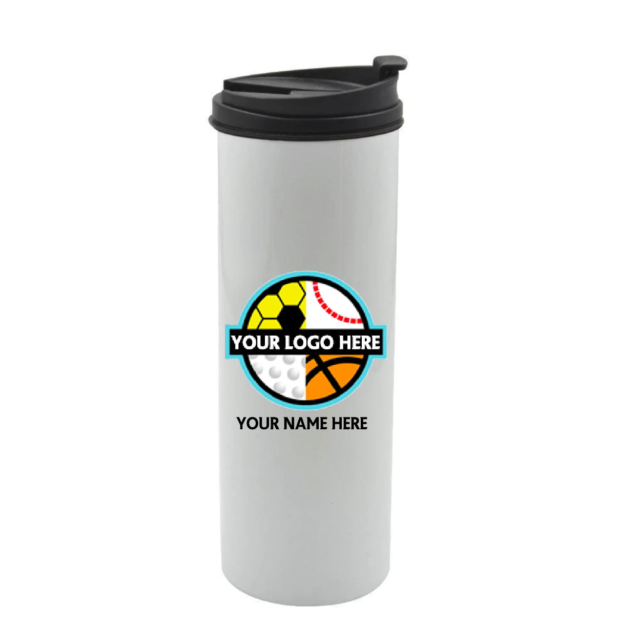 Personalised: 500ml Stainless Steel Straight Coffee Mug - White