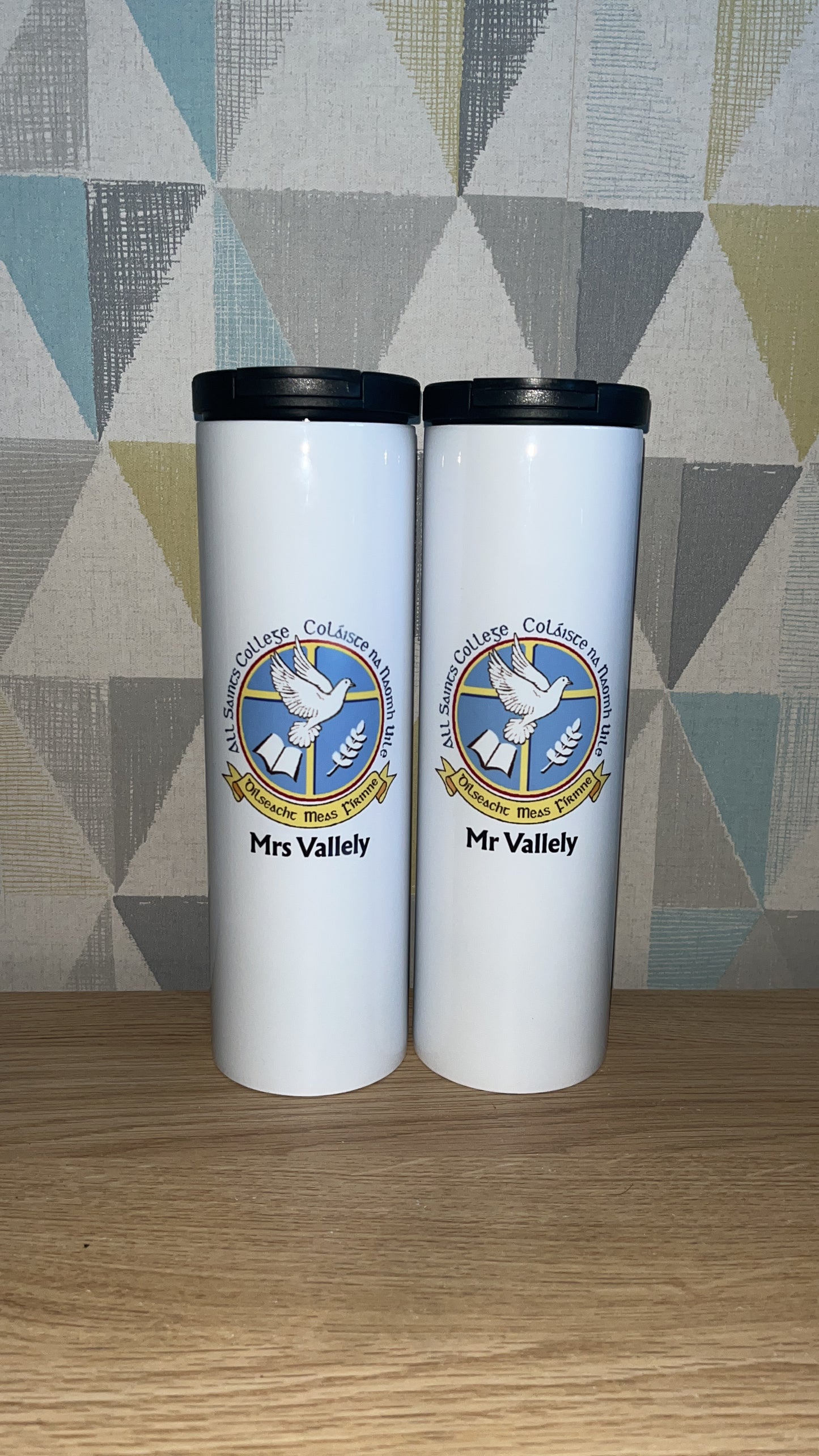 Personalised: 500ml Stainless Steel Straight Coffee Mug - White